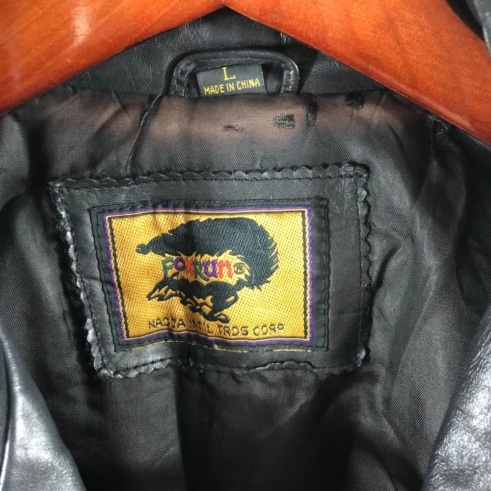 Fox Run Vintage 90’s Leather Moto Jacket Size L - Picture 3 of 7